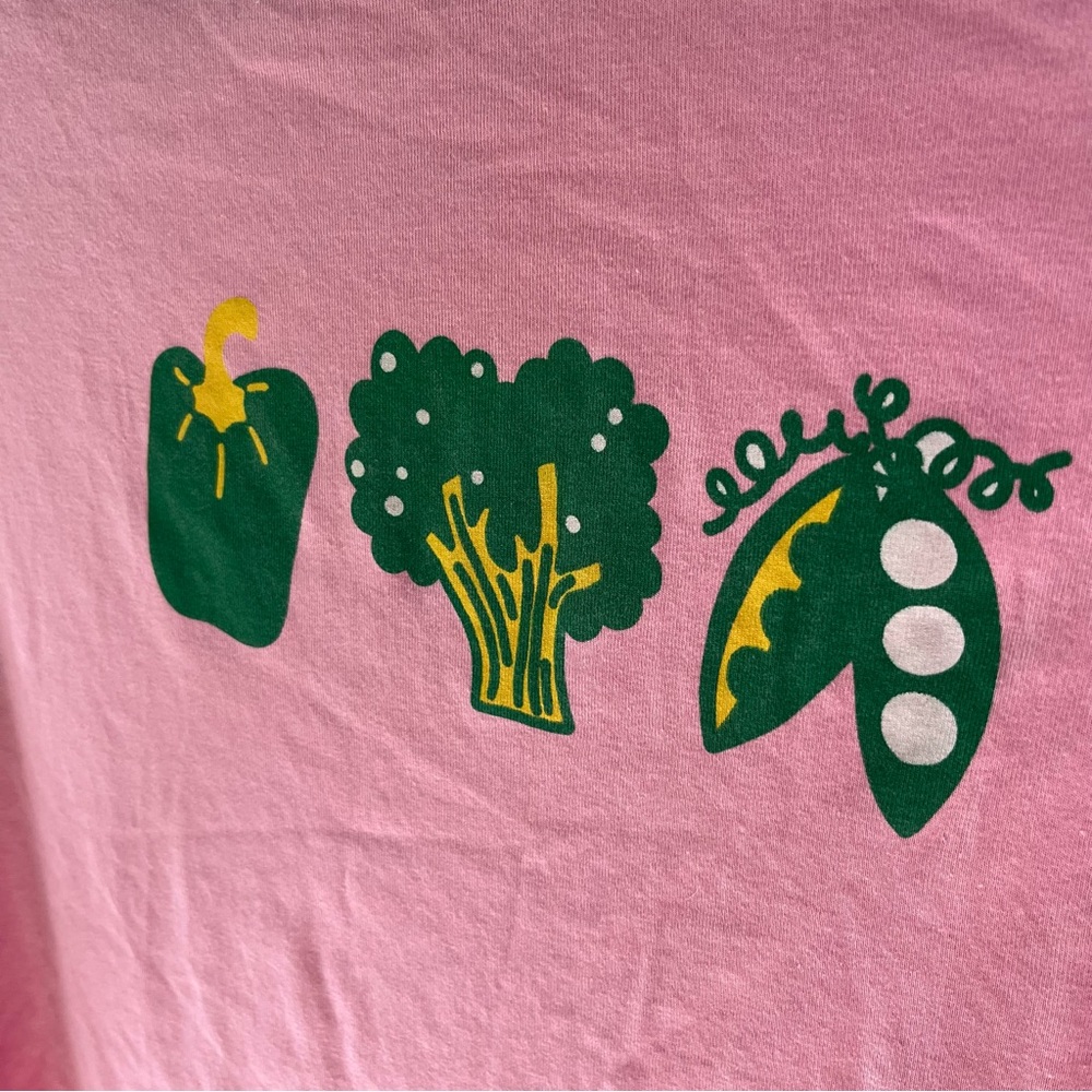 Lucy & Yak Pink Crop Top with Vegetable Graphic - Picture 2 of 4